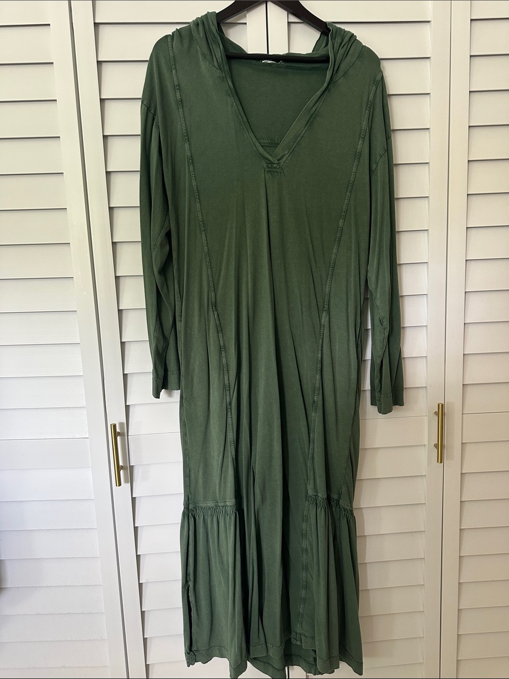 DAILY PRACTICE BY ANTHROPOLOGIE LONG-SLEEVE HOODED MIDI DRESS - XL
